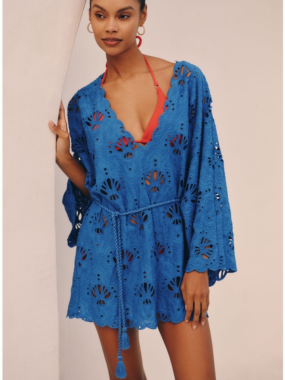 New FARM Rio x Anthropologie Shell Eyelet Mini Dress